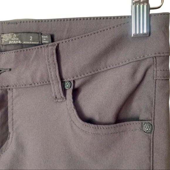PRANA Brenna Moto Stretch Skinny Pants Mid Rise Gravel Nylon Size 2 - Picture 8 of 15